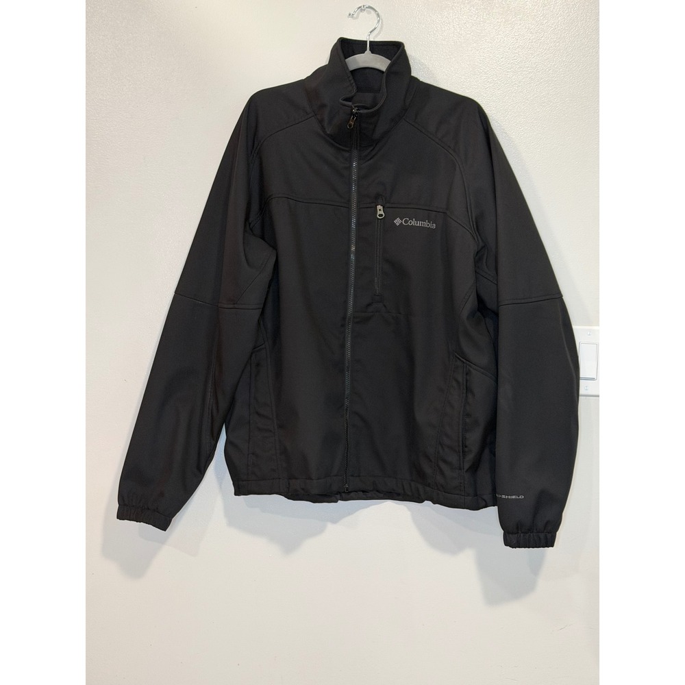 Columbia‎ Mens XL Softshell Jacket Black Omni-Shield Interchange Full Zip SM6493